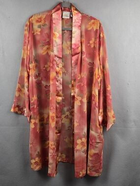 Vintage Y2K Sophia by Delicates Floral Chiffon Kimono Robe L